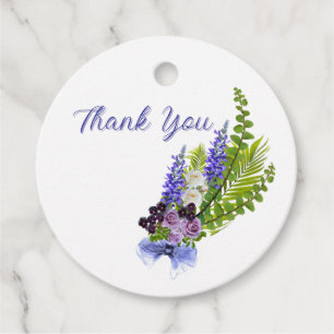 Blue and purple floral  favour tags