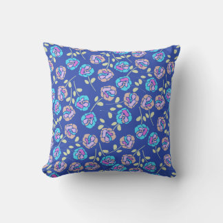 Blue and Purple Floral Pattern Cushion