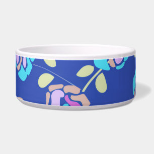 Blue and Purple Floral Pattern Dog Bowl