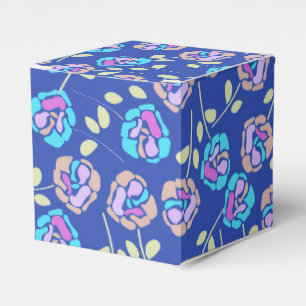 Blue and Purple Floral Pattern Favour Box