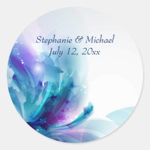Blue and Purple Floral Wedding Envelope Seal