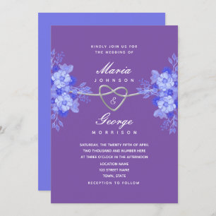 Blue and Purple Floral Wedding Invitation