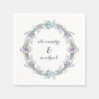 Blue and Purple Floral Wreath Wedding