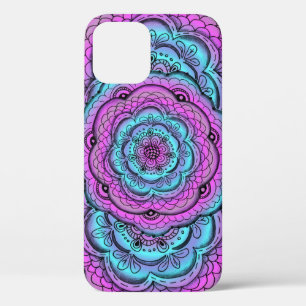 Blue And Purple Flower Doodle iPhone 12 Case