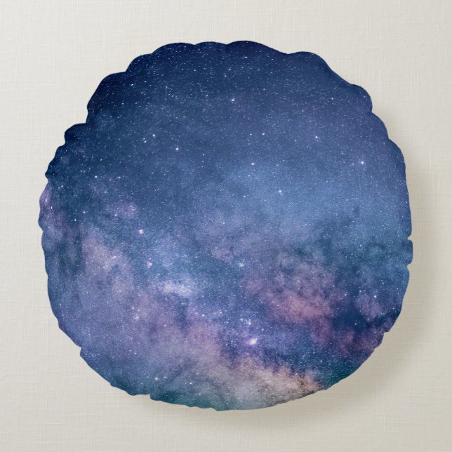 Blue and purple galaxy digital round cushion (Front)