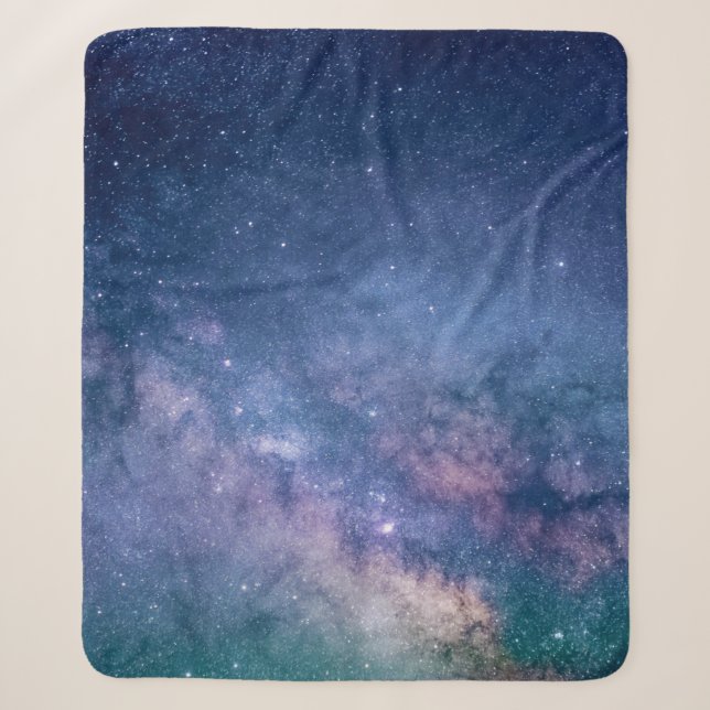 Blue and purple galaxy digital sherpa blanket (Front)