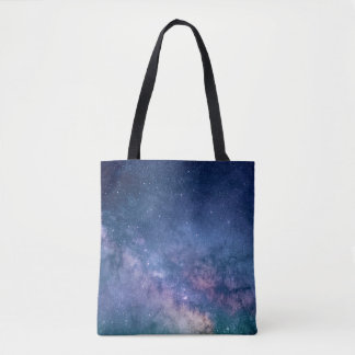 Blue and purple galaxy digital tote bag