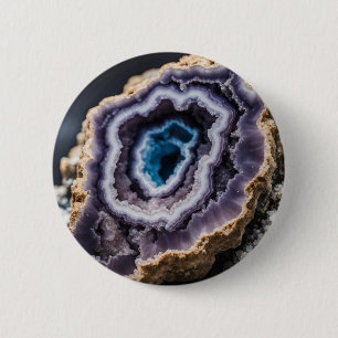 Blue and Purple Geode  6 Cm Round Badge