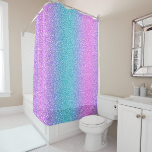 Blue And Purple Glitter Shower Curtain