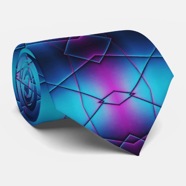 Blue And Purple Gradient Abstract Pattern Tie (Rolled)