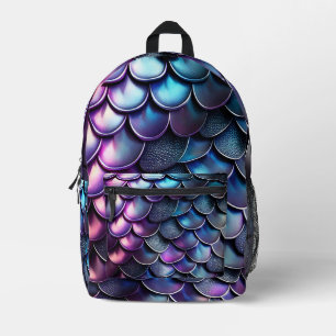 Blue and Purple Gradient Dragon Scales Printed Backpack