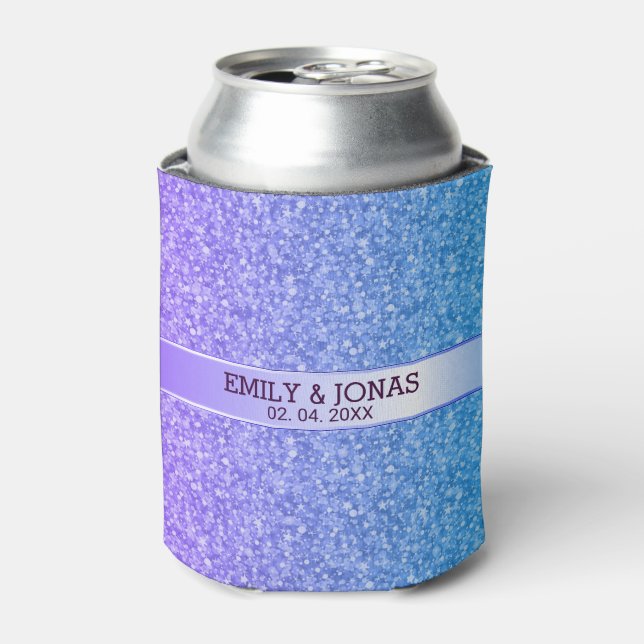 Blue And Purple Gradient Glitter Can Cooler (Can Front)