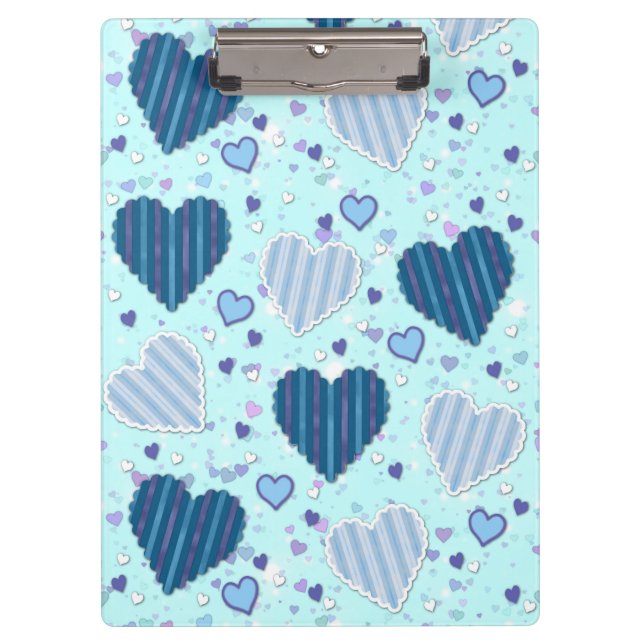 Blue and Purple Hearts Clipboard (Front)