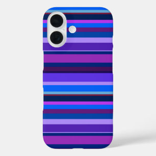 Blue and purple horizontal stripes iPhone 16 case