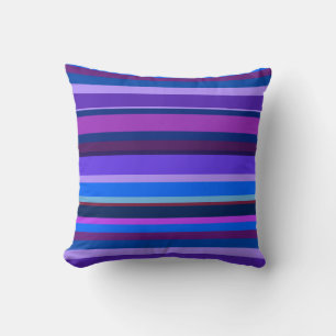 Blue and purple horizontal stripes cushion
