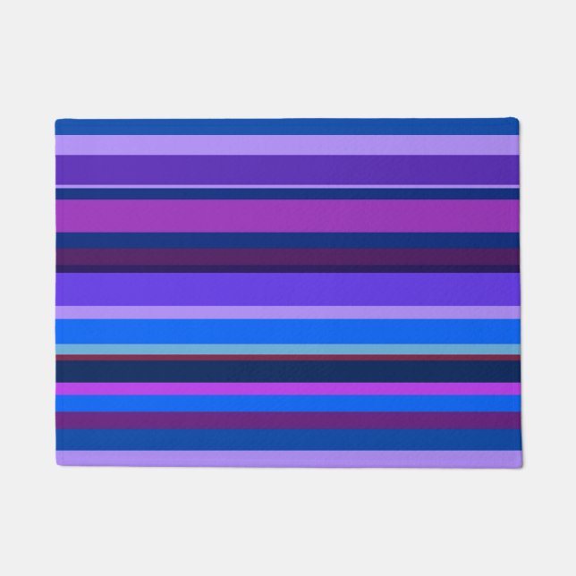 Blue and purple horizontal stripes doormat (Front)