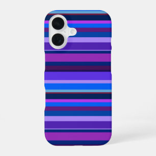 Blue and purple horizontal stripes iPhone 16 case
