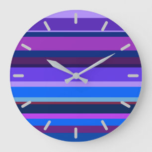 Blue and purple horizontal stripes large clock