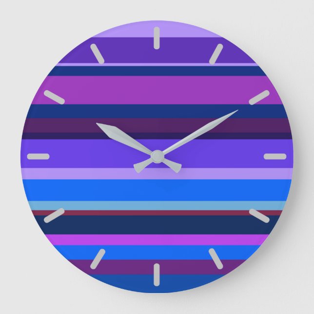 Blue and purple horizontal stripes large clock (Front)