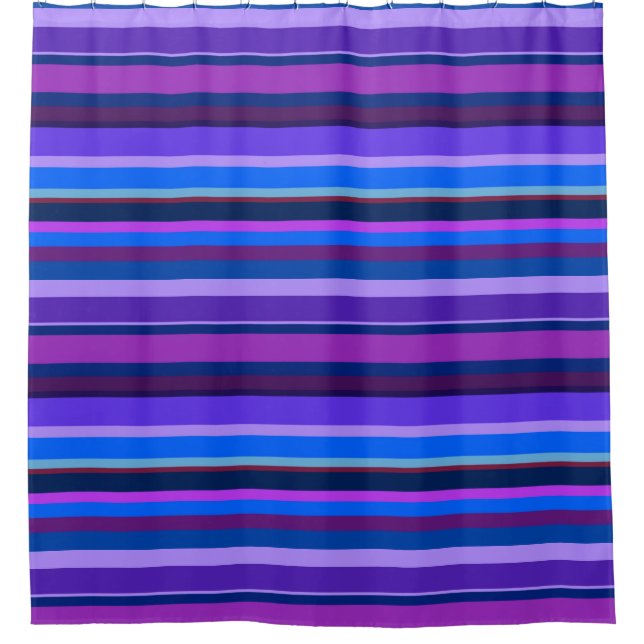 Blue and purple horizontal stripes shower curtain (Front)