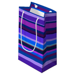 Blue and purple horizontal stripes small gift bag