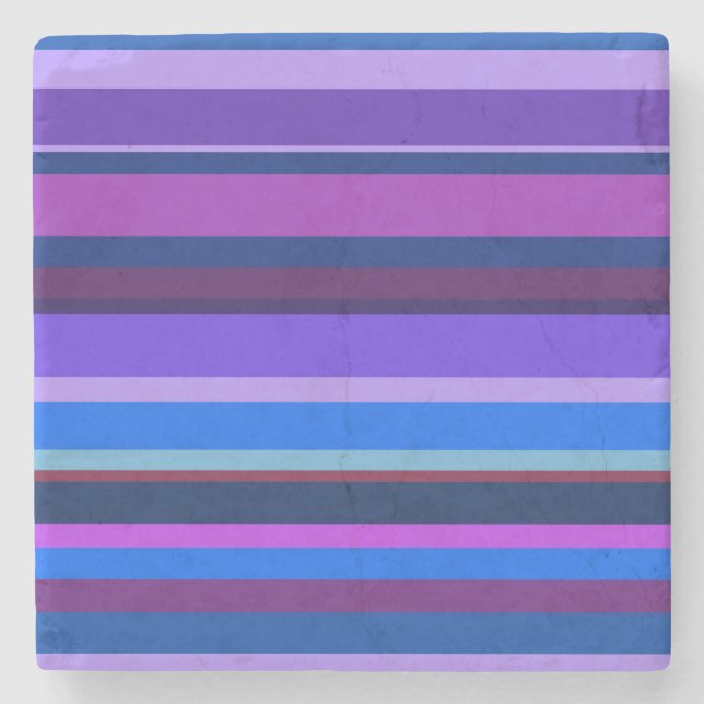 Blue and purple horizontal stripes stone coaster (Front)
