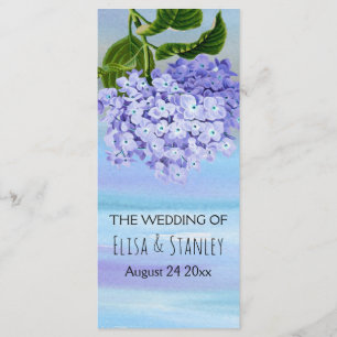 Blue and purple hydrangea floral wedding program programme
