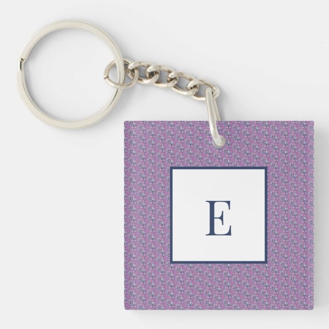 Blue and Purple Leaves  Key Ring (Front)