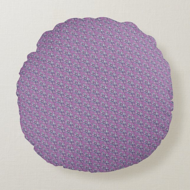 Blue and Purple Leaves  Round Cushion (Front)