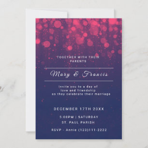 Blue and Purple Lights and Glitter Wedding  Invitation