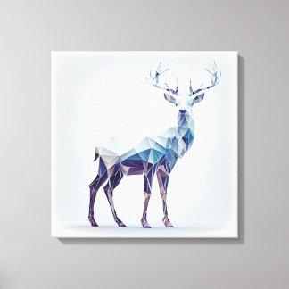 Blue and Purple Low Poly Geometric Deer Canvas Print