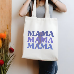 Blue and Purple Mama Mama Mama Quote Tote Bag