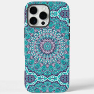 Blue and Purple Mandala Kaleidoscope Medallion iPhone 16 Pro Max Case
