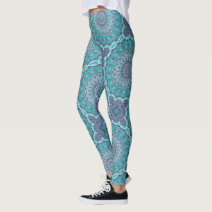 Blue and Purple Mandala Kaleidoscope Medallion Leggings
