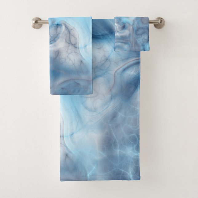 Blue and Purple Marble abstract Bath Towel Set (Insitu)