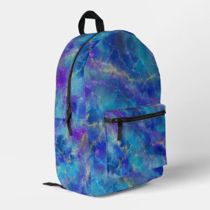 Blue And Purple Marble Pattern  Printed Backpack