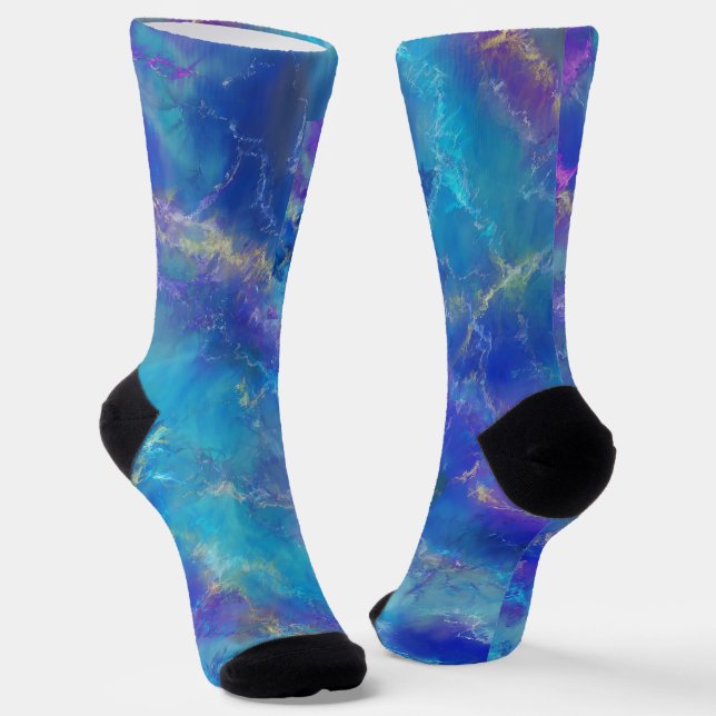 Blue And Purple Marble Pattern  Socks (Angled)