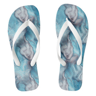 blue and purple Marble Swirl Abstract Jandals