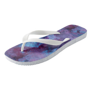 blue and purple Marble Swirl Abstract Jandals