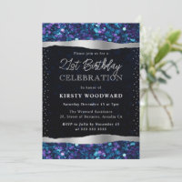 Blue and Purple Mermaid Scales Tears 21st Birthday