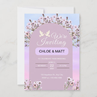 Blue and Purple Minimalist Wedding Invitation