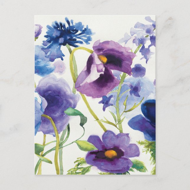 Blue and Purple Mixed Garden Postcard (Front)