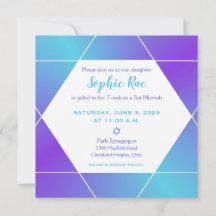 Blue and Purple Ombre Star Of David Invitation