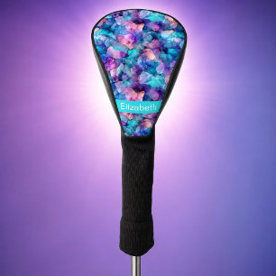 Blue and Purple Opal Crystal Personalised Golf Head Cover