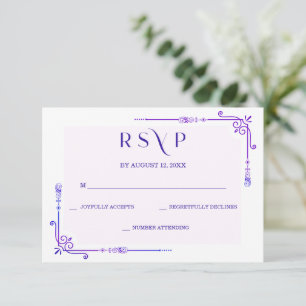  Blue and Purple Orchid Wedding RSVP Card