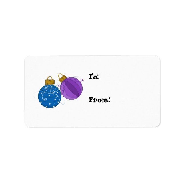Blue and Purple Ornaments Gift Tag (Front)