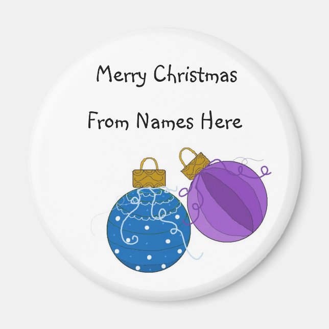 Blue and Purple Ornaments Gift Tag Magnet (Front)