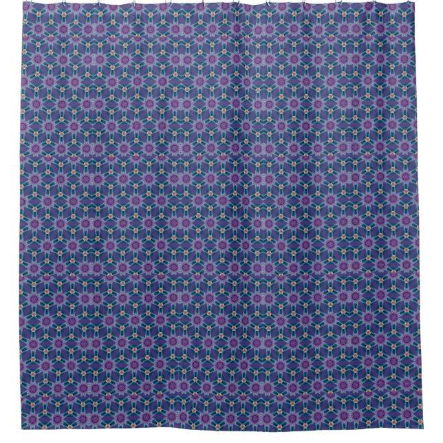 Blue and Purple Pattern Shower Curtain (Front)