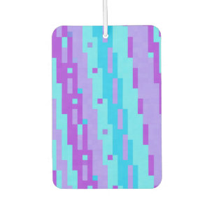 blue and purple pixels car air freshener