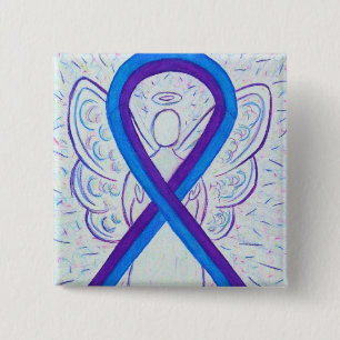 Blue and Purple Ribbon Awareness Angel Pin